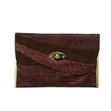 Large Mock Croc Fashion Clutch Bag Brownby Minerva Collection