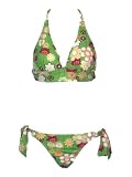 Hobie Green or Brown Flowered Halter Bikini Swimsuit