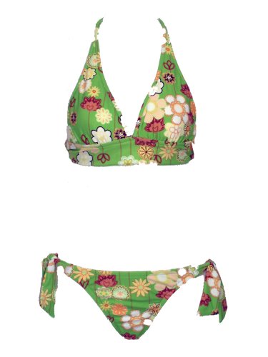 Hobie Green or Brown Flowered Halter Bikini Swimsuit
