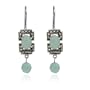 Sterling Silver Marcasite and Faceted Jade Wire Earrings