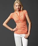 TOMMY HILFIGER Striped Henley Shirt with Ruching
