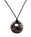 Necklace - N102 - Murano Glass Style - Round Shape ~ Black Stripe on Clear Purple