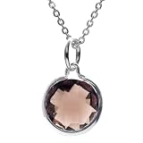 Sterling Silver Round Coffee Glass Pendant