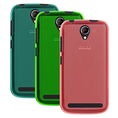 Cbus Wireless 3x Matte Finish TPU Flex-Gel Silicone Cases / Skins / Cover Cases for BLU LIFE PLAY 2 - Semi Transparent Blue, Green, Pink