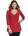 Meaneor Womens V Neck Comfy Loose Fit 3/4 sleeve Tunic Top Peplum Top (L-4XL)