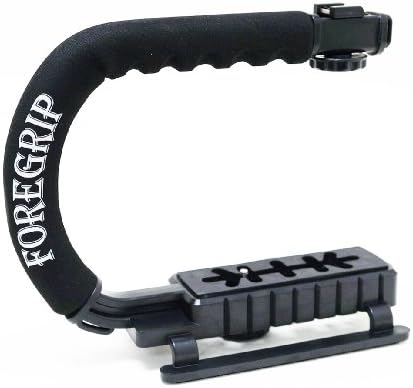 ForeGrip Professional Camera, Camcorder and Action Cam Stabilizing Handle with Universal Hot Shoe for Flash, Mic, LED or Video Light
