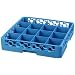 Carlisle RC1614 OptiClean 16-Compartment Glass Rack, Polypropylene, 20.88" Length, 20.88" Width, 4.00" Height, Blue (Case of 6)