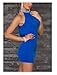 Female Women Hot Neck Rhinestone Mini Skirt Ball Night Club Dress (Blue)