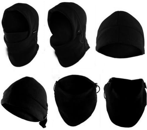Eforstore 6 in 1 Thermal Fleece Balaclava Hat Hood Police Swat Ski Bike Wind Stopper Mask New Caps (Dark Red)