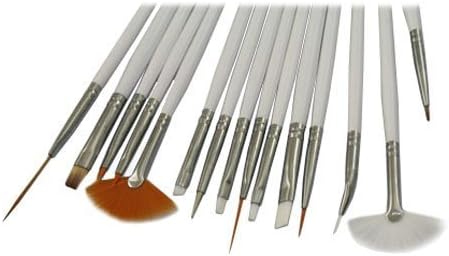 15pcs Nail Art Design Painting Drawing Brushes White + 5 X 2 Way Marbleizing Dotting Pen Tools Set By Xxshop
