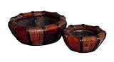 Bamboo rattan Wood handwoven planters Set of 2