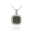 Sterling Silver 1/4ct TDW Champagne Diamond Square Necklace, 18