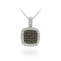 Sterling Silver 1/4ct TDW Champagne Diamond Square Necklace, 18