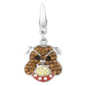 Sterling silver and Swarovski Crystal Bulldog (Charm)