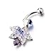 Pugster Leaf-Shaped Feburary Purple Birthstone Body Jewelry Rhinestone Dangle Belly Button Ring