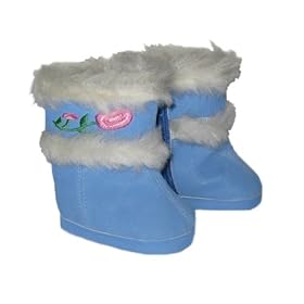 Blue Fur-Trimmed Boots for 18 American Girl Doll and Others by Silly Monkey