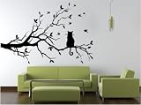 Wandtattoo Katze auf Ast Nr. L202 Wandsticker Wandmotiv Wandaufkleber Wanddekoration