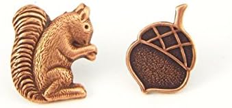 Squirrel and Acorn Mismatched Stud Earrings