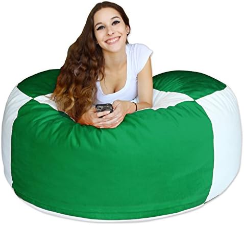 koze fom Shredded Foam Bean Bag 50-inch Hunter Green and White