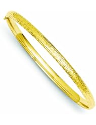 14K Gold 2/16 Diamond-cut Fancy Hinged Bangle Bracelet