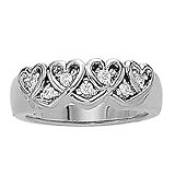 14K White Gold Diamond Heart Ring/Band - 0.14 Ct.