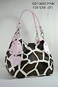 Women Handbags Purses Giraffe Print Faux Leather Hobo Tote Bag Pink Trim