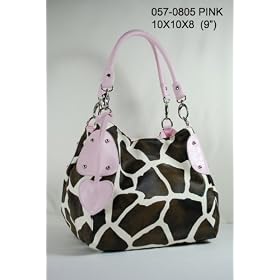 Women Handbags Purses Giraffe Print Faux Leather Hobo Tote Bag Pink Trim