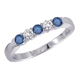 14K White Gold 1/4 ct. Alternating Blue and White Diamond Ring