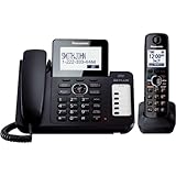 Panasonic KX-TG6671B DECT 6.0 Corded/Cordless Phone with Digital Answering System, Black, 1 Handset