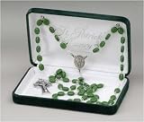  : St. Patrick Irish Glass Beaded Rosary 25"