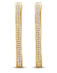 10K White Gold Micro Pave Set Round Diamond U Shape Hoop Earrings - (.45 cttw)