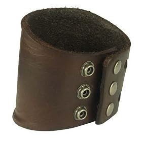 Oil Tanned Genuine Leather Wristband Brown Punk Biker