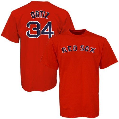 Majestic Boston Red Sox #34 David Ortiz Red Players T-shirt (Small)
