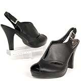 Produkt-Bild: Damen Peep Toe Sling-Pumps, styled in italy, Decksohle Leder, Plateau, schwarz