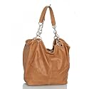 Elegant ladies hobo bag brown from Italian smooth leather