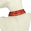 Four Strands Rhinestone Crystal PU Leather Bracelet Necklace - Red