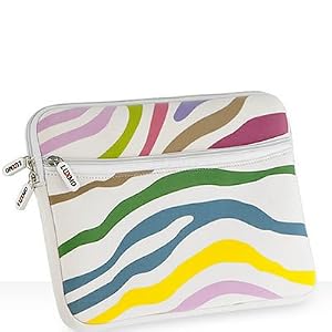 HP MINI 210, MINI 210 hd, MINI 110 Exotic Rainbow Zebra Design With Zipper Pocket Soft NEOPRENE SLEEVE CASE Cover Pouch Carrying Bag