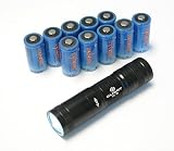OLIGHT T10 w. Cree Q5 WC LED 5 levels, 3 modes, 190 lumens with 10 pcs Tenergy CR123A Lithium High Capacity 1300mah batteries