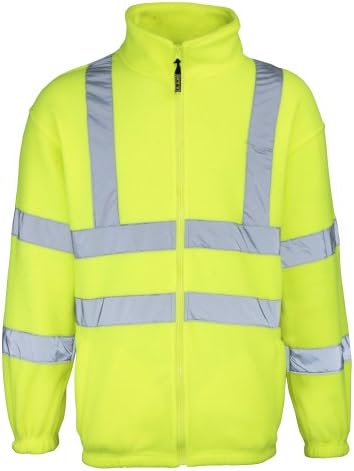 RTY High Visibility Mens High Vis Full Zip Fleece Jacket (XL) (Fluorescent Yellow)
