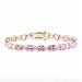 Vermeil (24K Gold over Sterling Silver) Pink CZ Square and Round Simulated Diamond CZ Tennis Bracelet