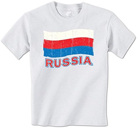 Russia Distressed Waving Russian Flag National USSR Pride Country Mens T-Shirt Small White