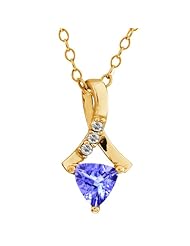 0.44 Ct Trillion Blue Tanzanite and White Topaz 14k Yellow Gold Pendant