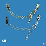 Rayher - 25 Fermoirs avec chaîne monté 2mm or ou argent - argent
