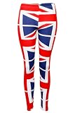 33y New Womens Blue Union Jack Flag Print Ladies Long Stretch Leggings Size 8-14