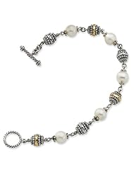 Sterling Silver w/14k Gold 8-8.5mm Freshwater Cultured Pearl 8in Bracelet