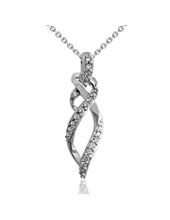 925 Sterling Silver Diamond Swirl Pendant Necklace (GH, I2-I3, 0.22 carat)