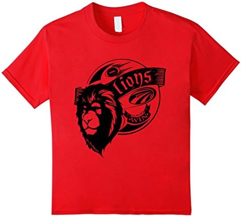 Kids Lions Rugby Football Touch Sports T-Shirt 6 Red