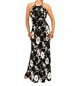 Blue Banana White and Black Floral Maxi Dress