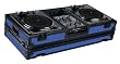 Marathon Flight Road MA-DJ10Wblkblue Battle Blue Black Series Coffin Holds 2 Turntables with 10-Inch Mixer with Low Profile Wheels