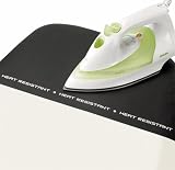 picture of Brabantia Ironing Board with Heat-Resistant Iron Parking Zone, Size D, 135 x 45cm, 35mm Metallic Black Frame, Grey Swirl Cover